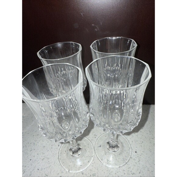 Cristal D'Arques Durand Longchamp 6 1/2" Wine Glasses Set of 4 Clear France 2003 - Picture 4 of 4